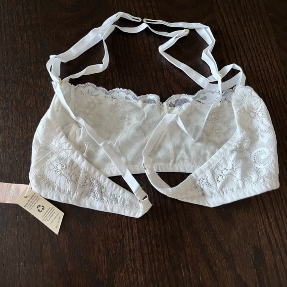 NWT Free People HAH Don’t Cross Me Halter Lace Bra Blanc White Women’s XL - Picture 4 of 9